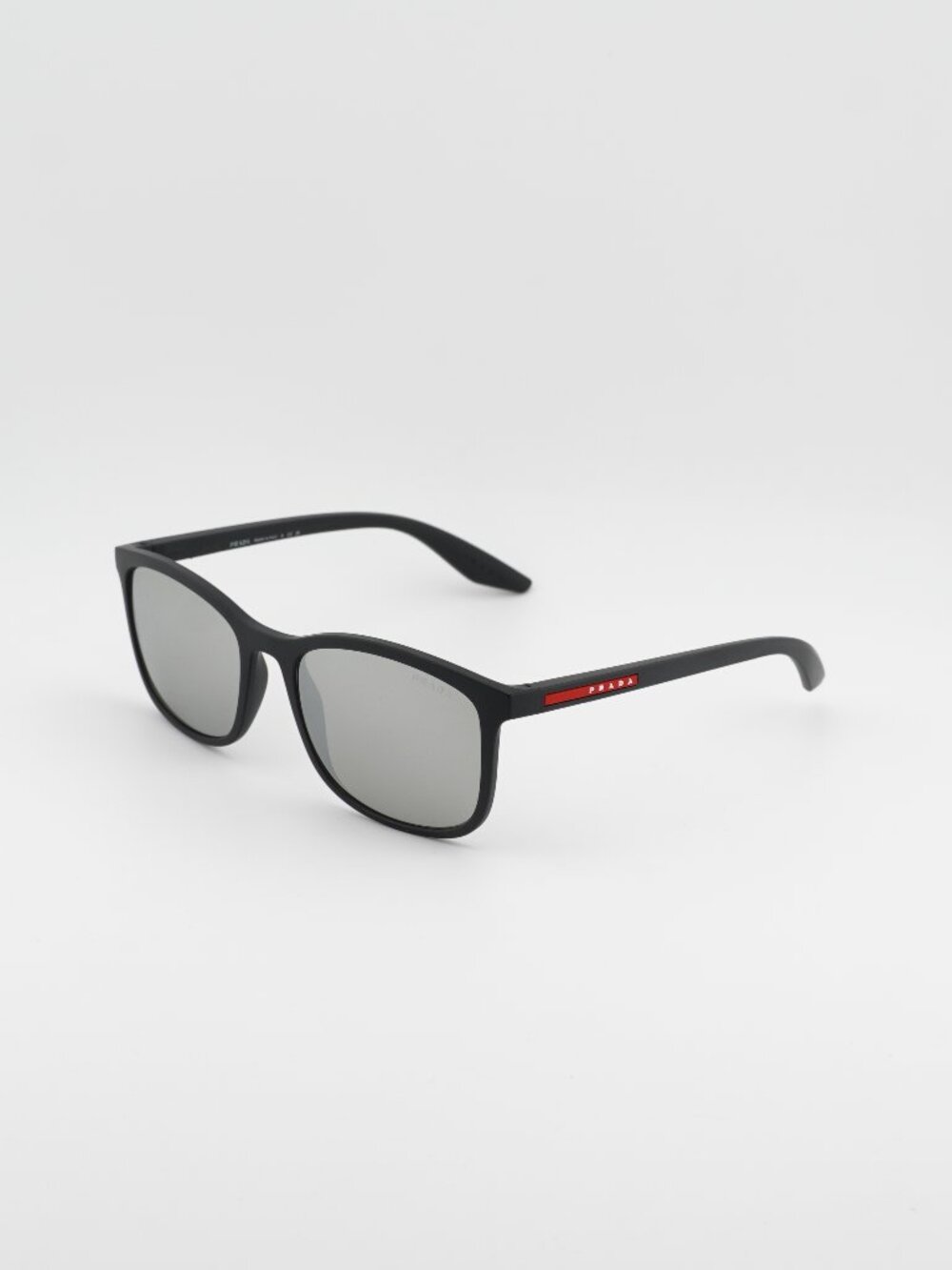 Prada PSA08S 1BO2B0 Sunglasses Black Square Frame, Grey Lenses